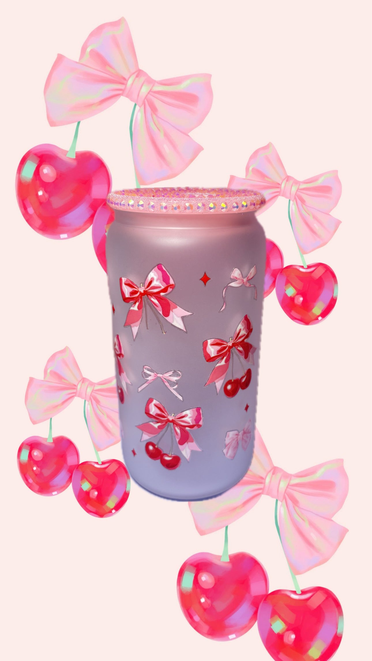 Bow/Cherry Glass Tumbler